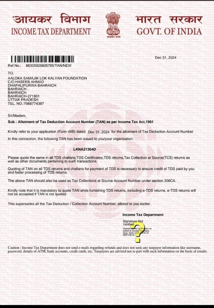 Income Tax Certificate